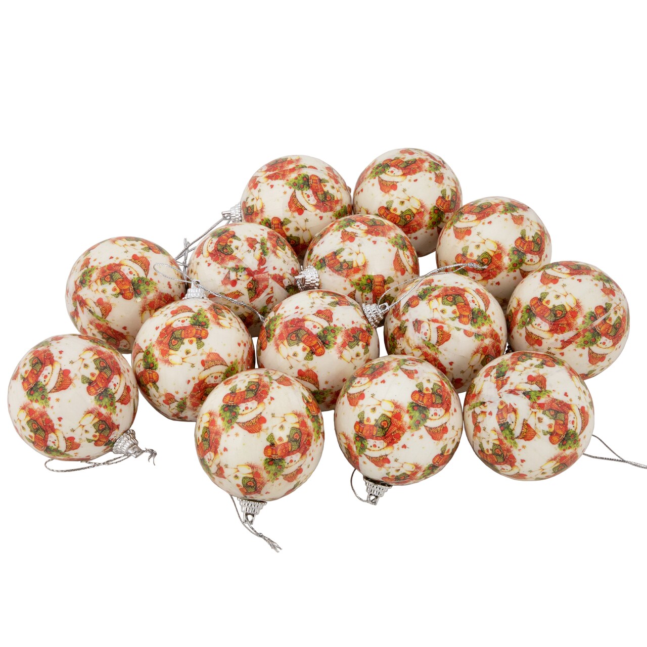 Northlight Decoupage Forest Snowmen Christmas Ball Ornaments - 2.25" (60mm) - 14ct